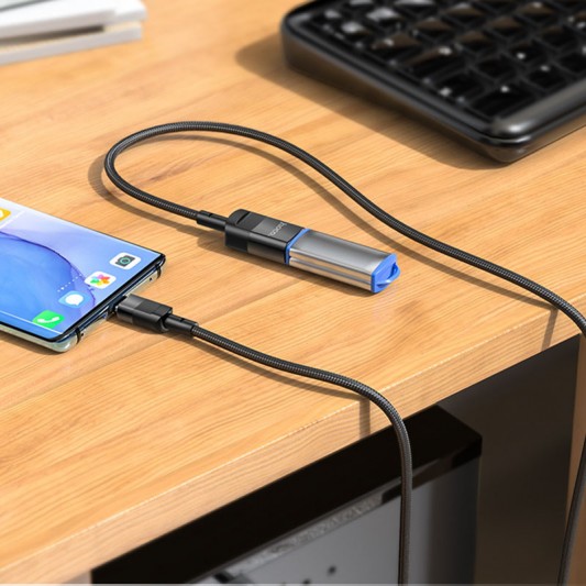 Перехідник Hoco U107 Type-C male to USB female USB3.0, Black - зображення 4 
