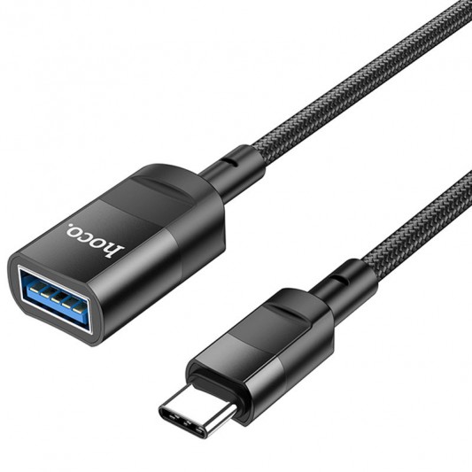 Перехідник Hoco U107 Type-C male to USB female USB3.0, Black - зображення 2 