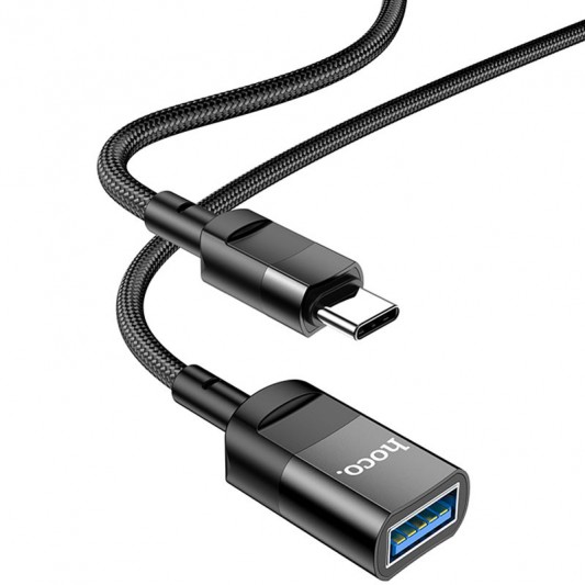 Перехідник Hoco U107 Type-C male to USB female USB3.0, Black - зображення 3 