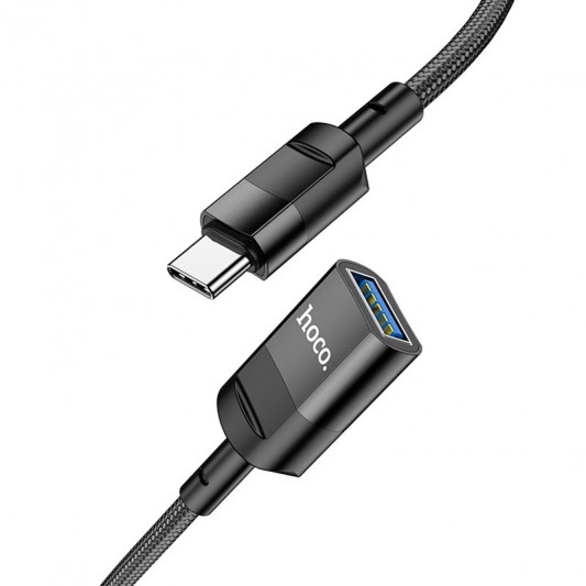 Перехідник Hoco U107 Type-C male to USB female USB3.0, Black - зображення 1 