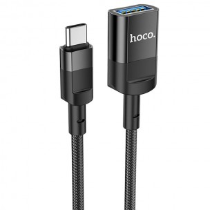 Перехідник Hoco U107 Type-C male to USB female USB3.0, Black