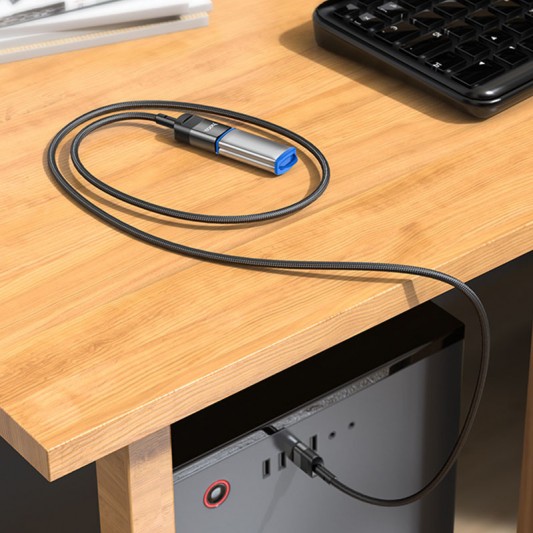 Перехідник Hoco U107 USB male to USB female USB3.0, Black - зображення 4 
