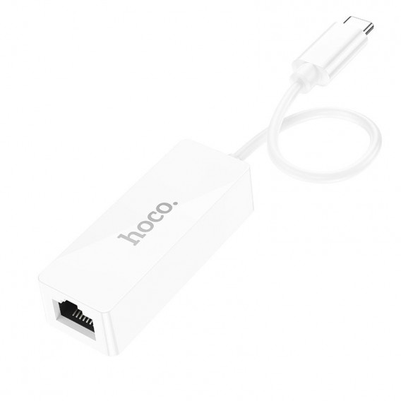 Перехідник Hoco UA22 Acquire Type-C ethernet adapter (100 Mbps), White