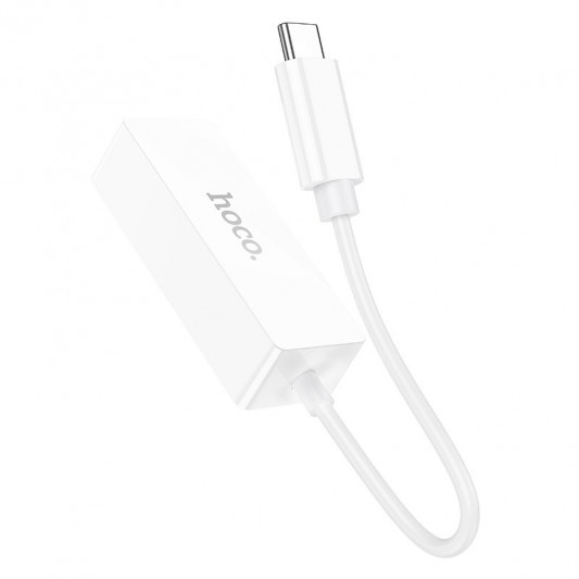 Перехідник Hoco UA22 Acquire Type-C ethernet adapter (100 Mbps), White - зображення 3 