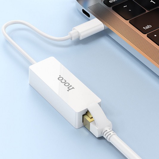 Перехідник Hoco UA22 Acquire Type-C ethernet adapter (100 Mbps), White - зображення 6 