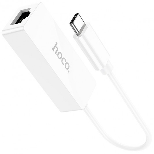 Перехідник Hoco UA22 Acquire Type-C ethernet adapter (100 Mbps), White - зображення 5 