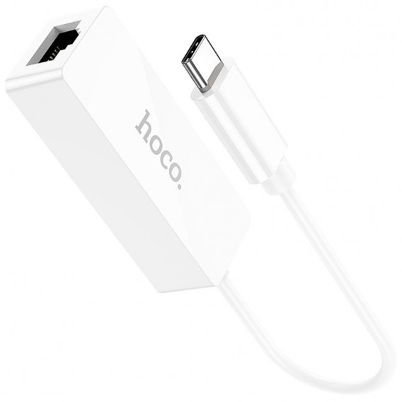 Перехідник Hoco UA22 Acquire Type-C ethernet adapter (100 Mbps), White