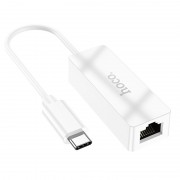 Перехідник Hoco UA22 Acquire Type-C ethernet adapter (100 Mbps), White