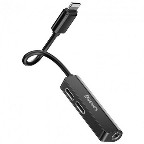 Переходник Baseus 3-in-1 Lightning Male to Dual Lightning & 3.5mm Female Adapter L52 (CALL52-0), Black