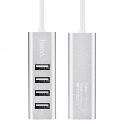 Перехідник HUB Hoco HB1 USB to USB 2.0 (4 port) (1m), Срібний