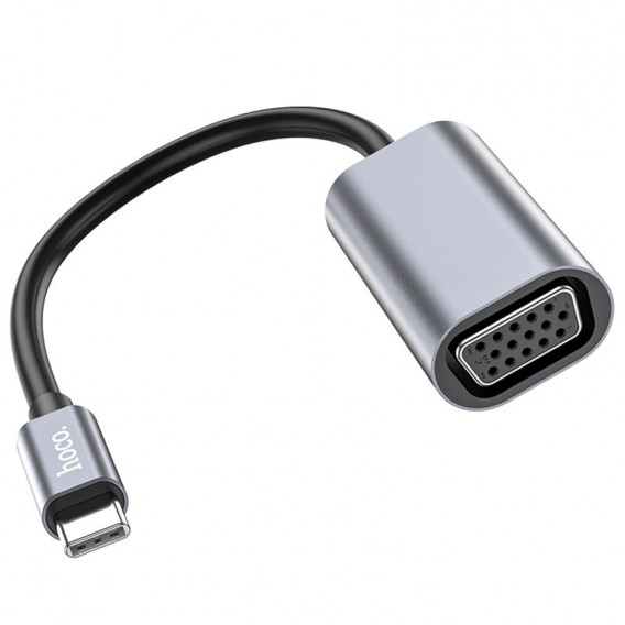Переходник Hoco UA21 Origin Type-C to VGA, Metal gray
