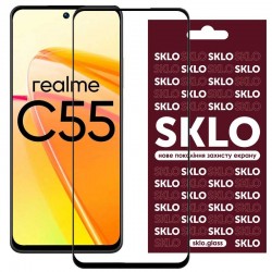 Защитное стекло SKLO 3D (full glue) для Realme C55, Черный