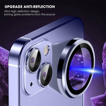 Захисне скло Metal Classic на камеру (в упак.) Apple iPhone 15 (6.1") / 15 Plus (6.7"), Блакитний / Light Blue - iPhone 15 - зображення 4 