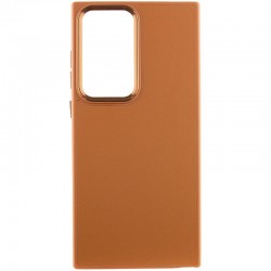 Кожаный чехол Bonbon Leather Metal Style для Samsung Galaxy S22 Ultra, Коричневый / Brown
