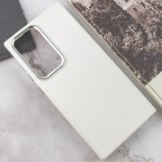 Кожаный чехол Bonbon Leather Metal Style для Samsung Galaxy S22 Ultra, Белый / White