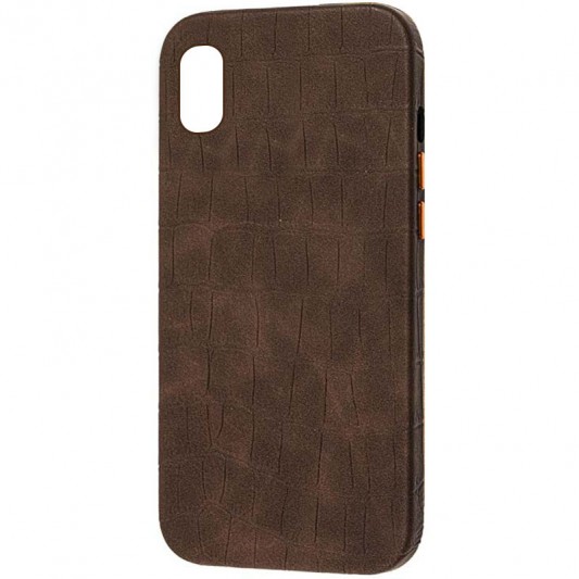 Шкіряний чохол Croco Leather для iPhone XS / X (Brown)
