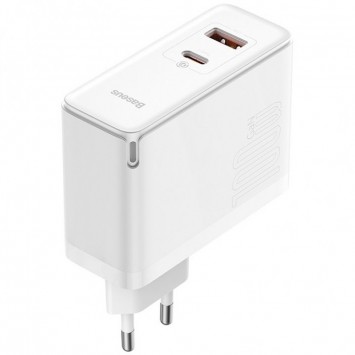 Зарядний пристрій Baseus GaN5 Pro 100W з Type-C та USB портами, білий, модель CCGP09020 для EU
