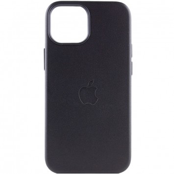Чехол из натуральной кожи Leather Case (AAA) с функцией MagSafe для iPhone 14, Цвет - Полуночный
