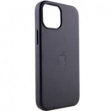 Черный кожаный чехол Leather Case (AAA) с MagSafe для Apple iPhone 14 (6.1 дюйма)