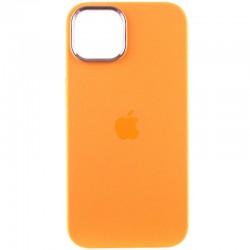 Чехол Silicone Case Metal Buttons (AA) для Apple iPhone 14 (6.1"), Оранжевый / Marigold