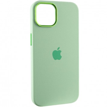 Чохол Silicone Case Metal Buttons (AA) для iPhone 14, Зелений / Pistachio - Чохли для iPhone 14 - зображення 2 