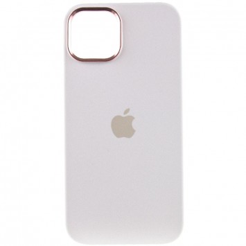 Белый чехол для Айфон 14 - Silicone Case Metal Buttons (AA)