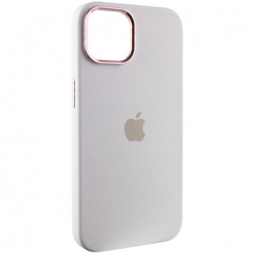 Білий чохол для Айфон 14 - Silicone Case Metal Buttons (AA)