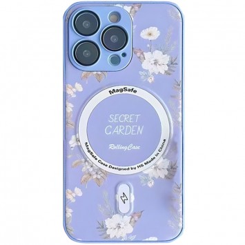 Чехол TPU+PC Secret Garden с MagSafe для Айфон 12 Про, Сиреневый