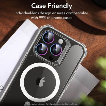 Захисне скло Metal Classic на камеру (в упак.) Apple iPhone 15 Pro (6.1") / 15 Pro Max (6.7"), Бузковий / Rainbow - iPhone 15 Pro Max - зображення 3 