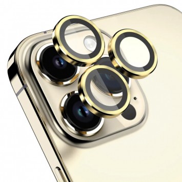 Захисне скло Metal Classic на камеру (в упак.) Apple iPhone 15 Pro (6.1") / 15 Pro Max (6.7"), Золотий / Gold - iPhone 15 Pro Max - зображення 3 