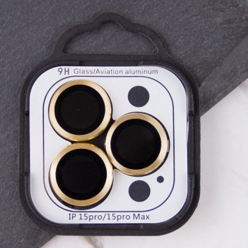 Захисне скло Metal Classic на камеру (в упак.) Apple iPhone 15 Pro (6.1") / 15 Pro Max (6.7"), Золотий / Gold - iPhone 15 Pro Max - зображення 1 
