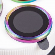 Защитное стекло Metal Classic на камеру (в упак.) для Apple iPhone 12 / 12 mini / 11 Сиреневый / Rainbow