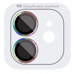 Захисне скло Metal Classic на камеру (в упак.) Apple iPhone 12 / 12 mini / 11 Бузковий / Rainbow