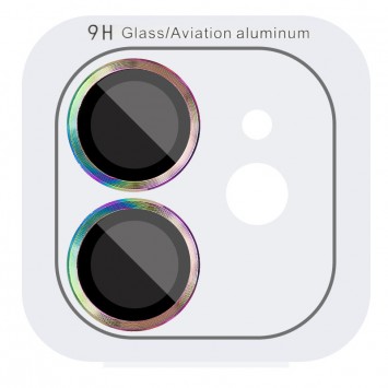 Захисне скло Metal Classic на камеру (в упак.) Apple iPhone 12 / 12 mini / 11 Бузковий / Rainbow
