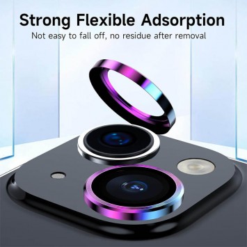 Защитное стекло Metal Classic на камеру (в упак.) для Apple iPhone 15 (6.1") / 15 Plus (6.7"), Сиреневый / Rainbow - iPhone 15 - изображение 4