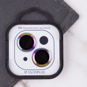 Захисне скло Metal Classic на камеру (в упак.) Apple iPhone 15 (6.1") / 15 Plus (6.7"), Бузковий / Rainbow