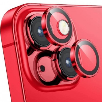 Защитное стекло Metal Classic на камеру (в упак.) для Apple iPhone 15 (6.1") / 15 Plus (6.7"), Красный / Red - iPhone 15 - изображение 3