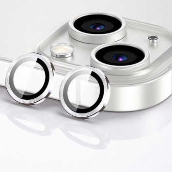 Захисне скло Metal Classic на камеру (в упак.) Apple iPhone 15 (6.1") / 15 Plus (6.7"), Срібний / Silver - iPhone 15 - зображення 1 