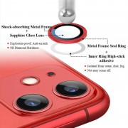 Защитное стекло на камеру для Apple iPhone 12 / 12 mini / 11 - Metal Classic (в упак.) Красный / Red