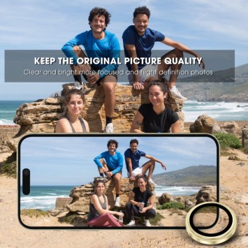 Защитное стекло Metal Classic на камеру (в упак.) для Apple iPhone 15 (6.1") / 15 Plus (6.7"), Золотой / Gold - iPhone 15 - изображение 5