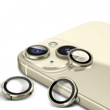 Захисне скло Metal Classic на камеру (в упак.) Apple iPhone 15 (6.1") / 15 Plus (6.7"), Золотий / Gold - iPhone 15 - зображення 3 