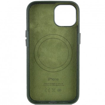 Зеленый кожаный чехол с MagSafe для Apple iPhone 14 Plus (6.7"") из серии Military, модель Leather Case (AA)