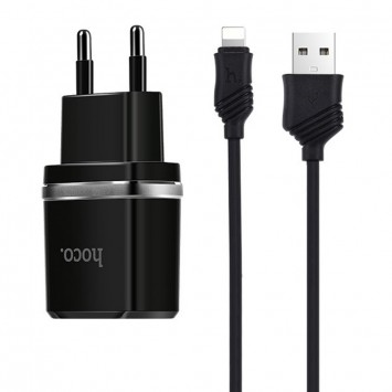 Зарядка для iPhone Hoco C12 Charger + Cable Lightning 2.4A 2USB (Черный)