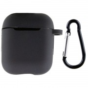 Силіконовий футляр New з карабіном для навушників Airpods 1/2 (Чорний/Black)