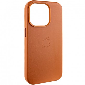 Шкіряний чохол Leather Case (AA Plus) із MagSafe для iPhone 13 Pro Max, Saddle Brown на білому фоні