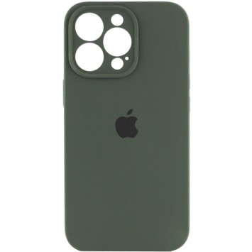 Зеленый чехол из силикона для Apple iPhone 14 Pro Max (6.7") с полной защитой для камеры, цвет - Кипрский зеленый.