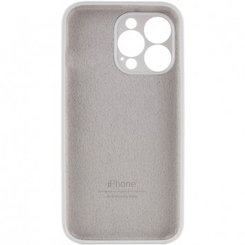 Белый чехол с полной защитой камеры Silicone Case Full Camera Protective (AA) для Apple iPhone 14 Pro Max (6.7'')
