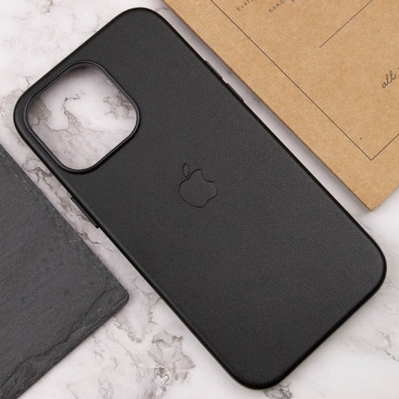 Шкіряний чохол Leather Case (AAA) with MagSafe для Apple iPhone 14 Pro Max (6.7"), Midnight