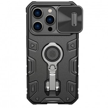 Черный TPU+PC чехол Nillkin CamShield Armor Pro no logo для Apple iPhone 14 Pro Max с шторкой на камеру