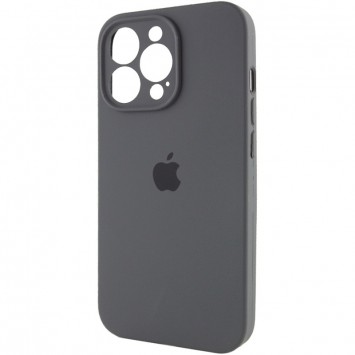 Чехол для iPhone 14 Pro серого цвета, выполненный из силикона. Модель Silicone Case Full Camera Protective (AA) 